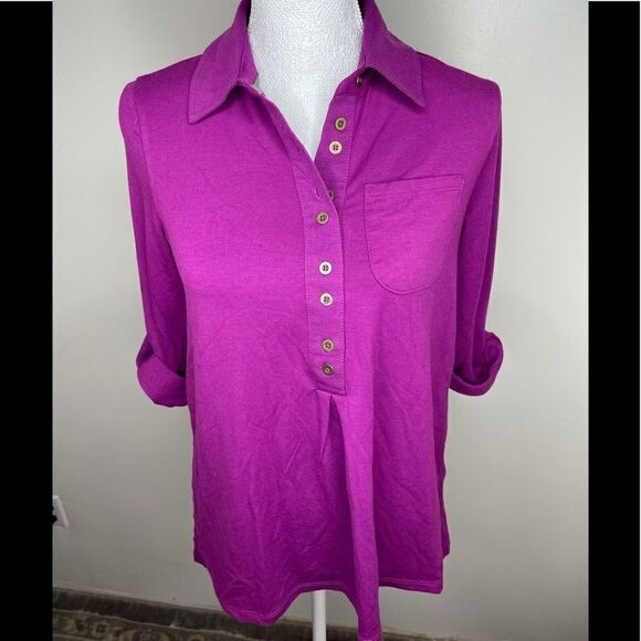 Soft Surroundings Magenta Popover Blouse  - Picture 1 of 4